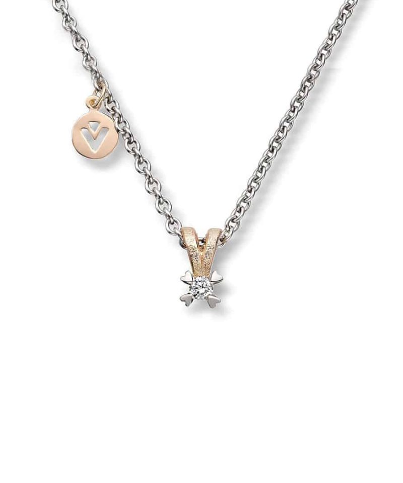 Love Heart - Anheng i Gull & Hvitt Gull 0.10ct