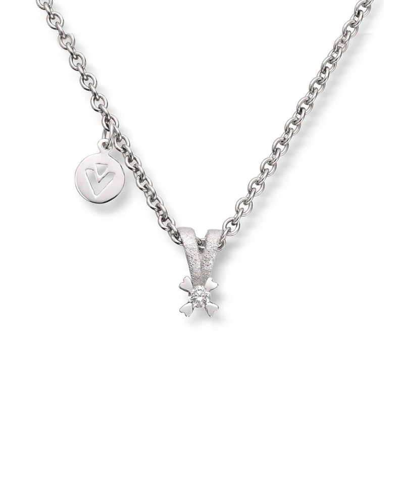 Love Heart - Anheng i Hvitt Gull 0.10ct