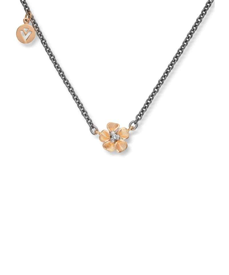 Flôra Anheng i gult gull med diamant, Liten