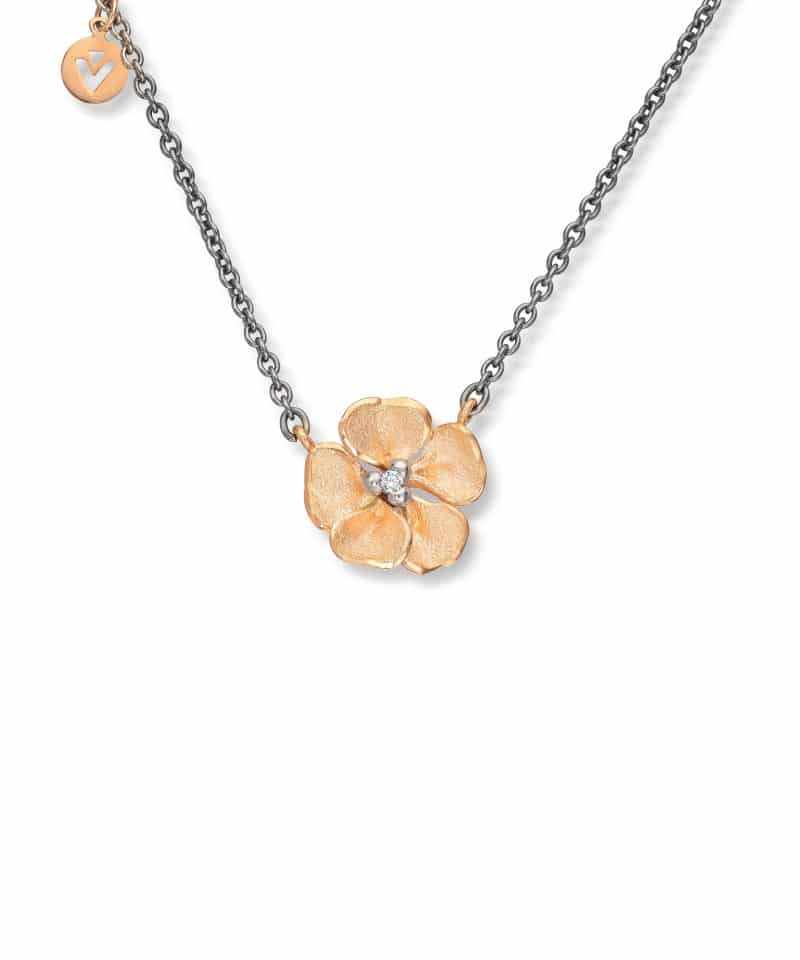 Flôra Anheng i gult gull med diamant, Stor