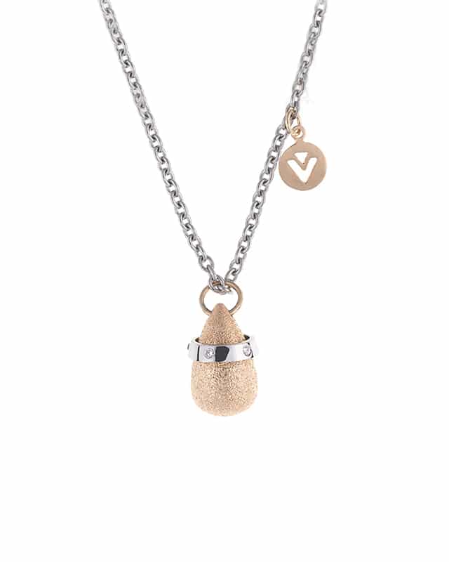 Dråpe Anheng i gull med hvitt gulls bånd og diamanter