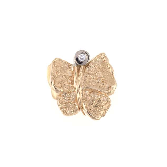 Butterfly Smykkelås i gull med diamanter