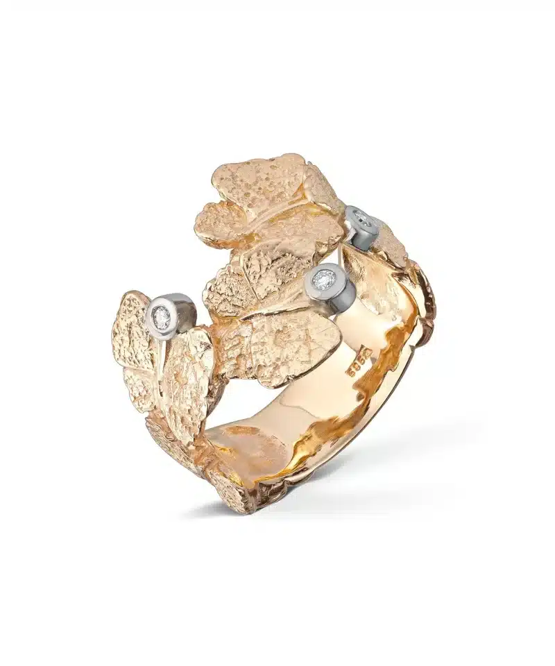 Butterfly - Ring i gull med diamanter