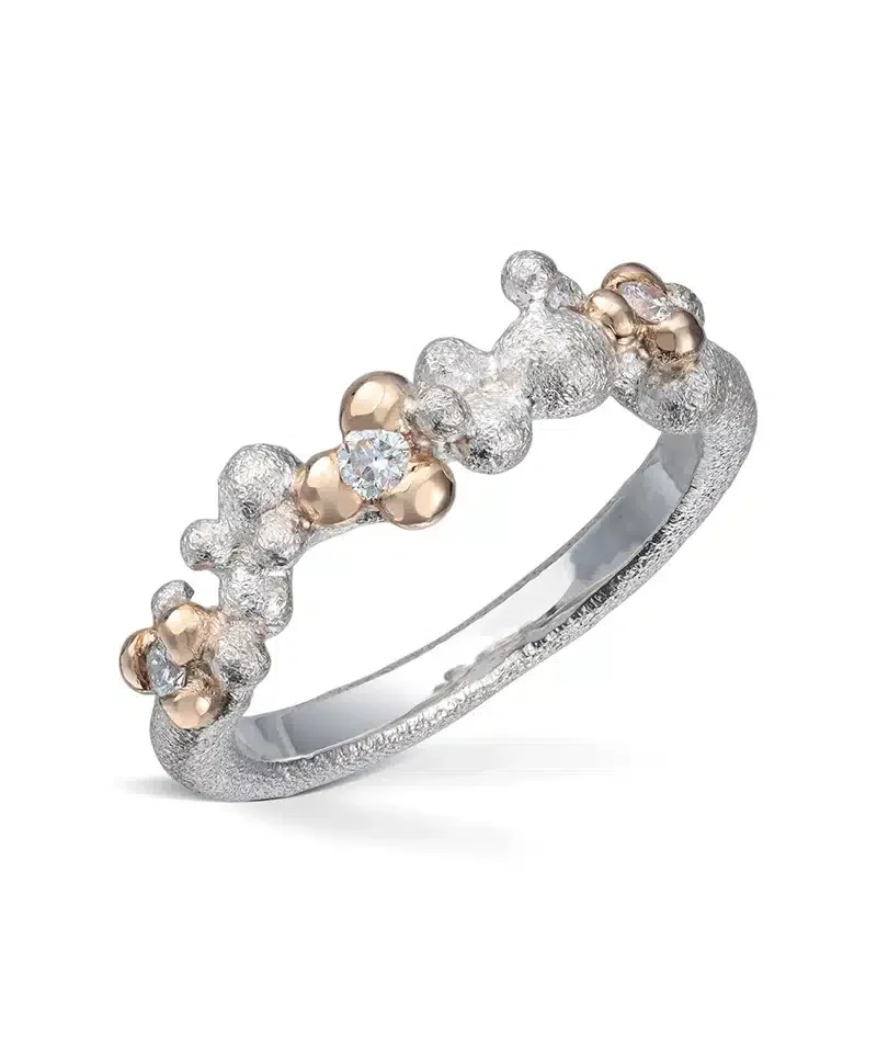 Dugg - Sølvring med gull og diamanter