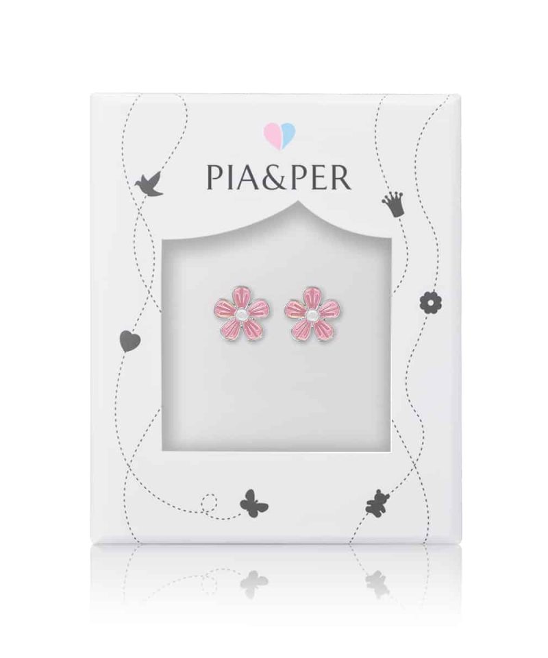 Alternative view of Ørestikk i sølv - Rosa blomster