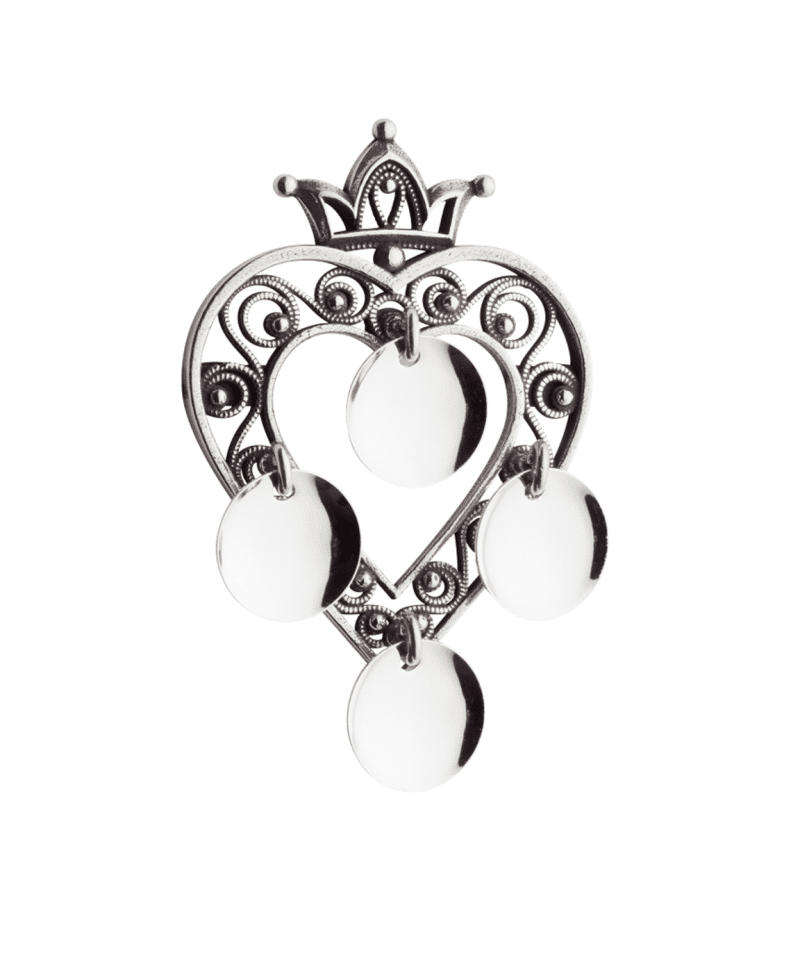 Sølje, hjarte med krune og lauv, oksidert