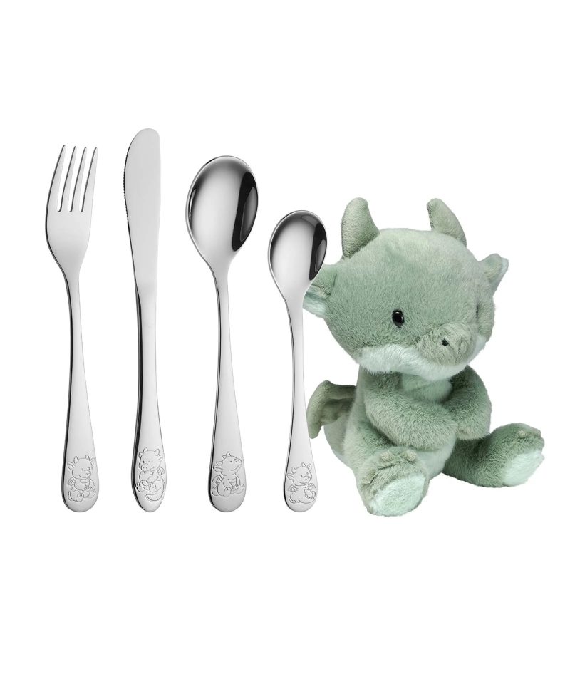 Stålbestikk drage, 4 deler med bamse