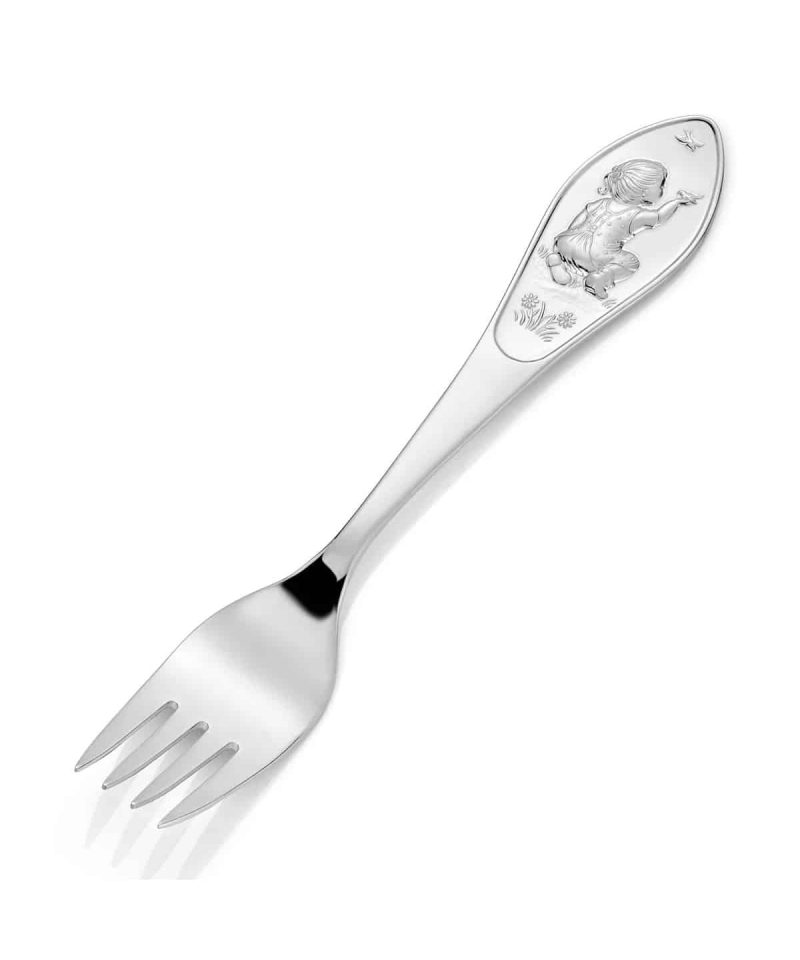 Du Som Metter Liten Fugl - Sølv Barnegaffel Pike