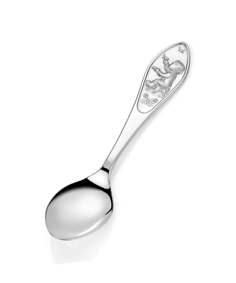 Du Som Metter Liten Fugl - Sølv Babyskje Gutt