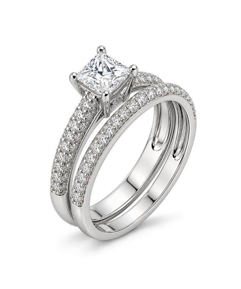 Ring i hvitt gull, Diamanter 1,30 ct - Princess cut