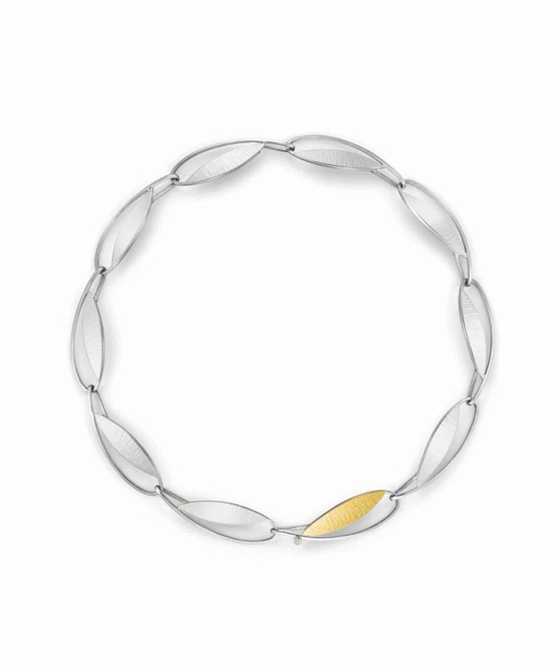 Collie i sølv og gull med diamant