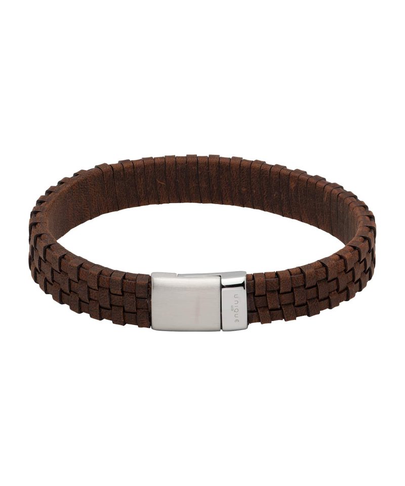 Unique & Co. - Skinnarmbånd brun/stål 21cm magnetlås