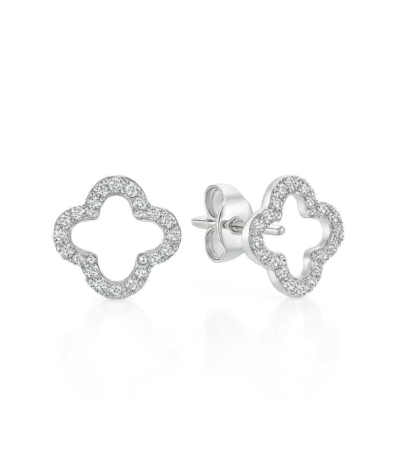 Ørepynt kløver i hvitt gull 0.29ct