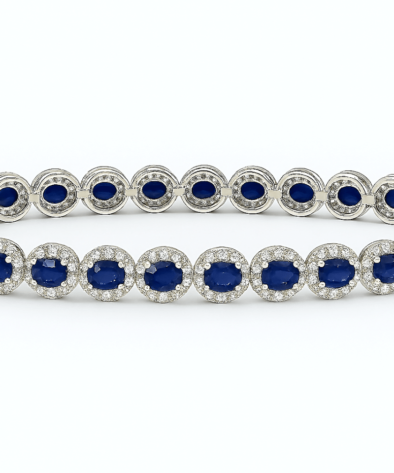 Alternative view of Armbånd i hvitt gull med safirer og diamanter