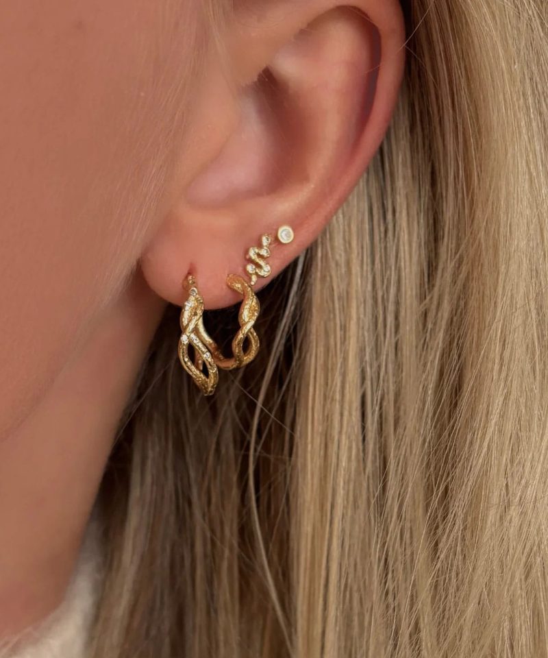 Alternative view of Python Petite Studs - Gold Plated