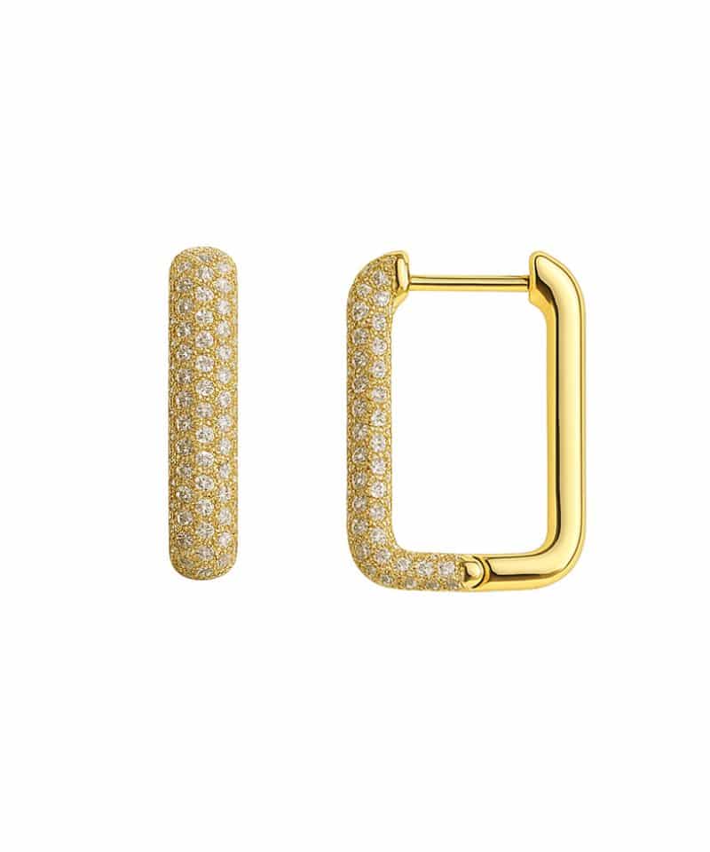 Øreringer i gult gull med diamanter 0.84ct