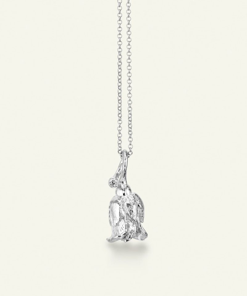 Rose halskjede rhodinert med diamant