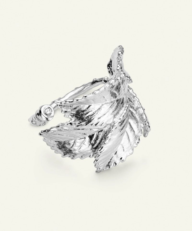 Roseblad Statement Ring med diamant