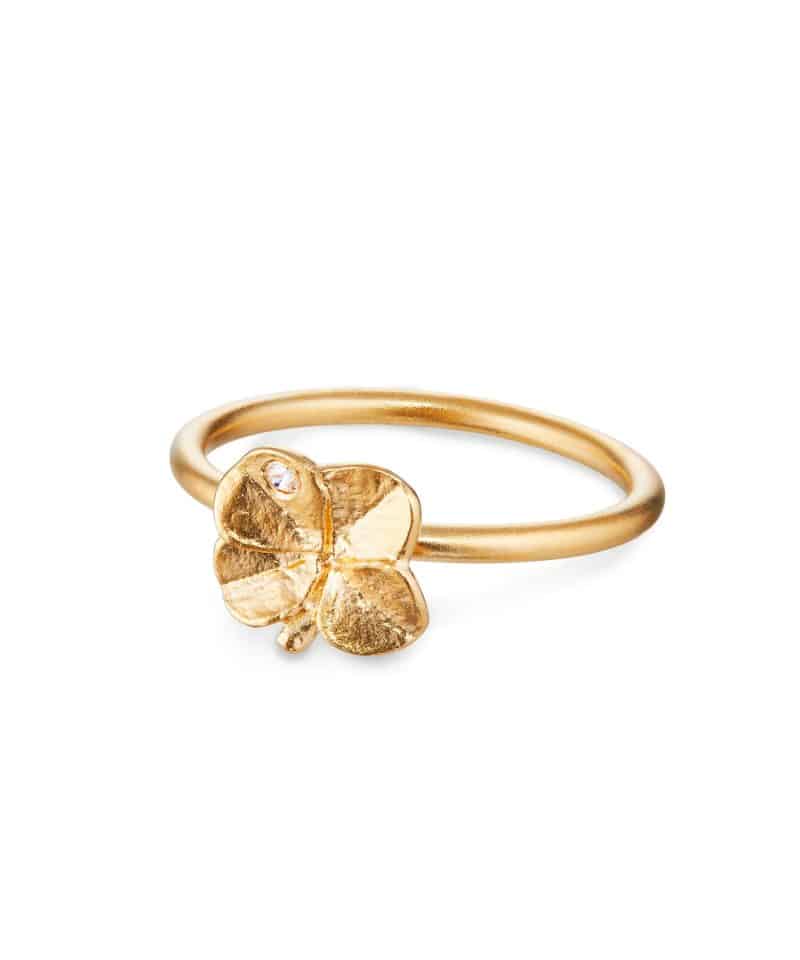 Firkløver ring forgylt