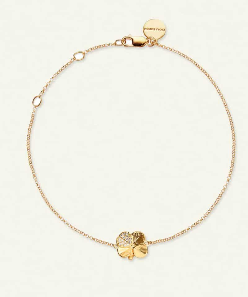 Firkløver armbånd pavè forgylt
