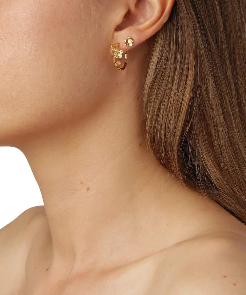 Alternative view of Forglemmigej hoop øreringer forgylt