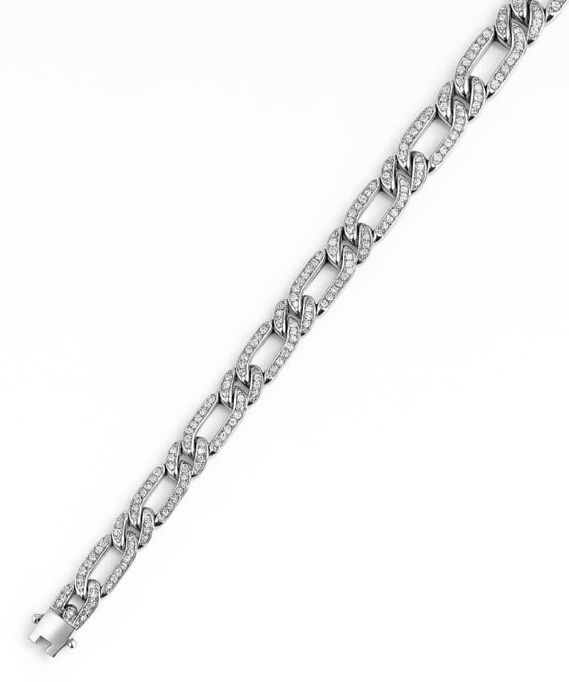 Armbånd i hvitt gull figaro link 1,60ct