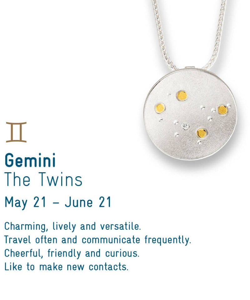 Alternative view of Manu Sternernschmuck - Anheng Stjernetegn Tvillingen sølv/gull, inkl 45cm sølvkj