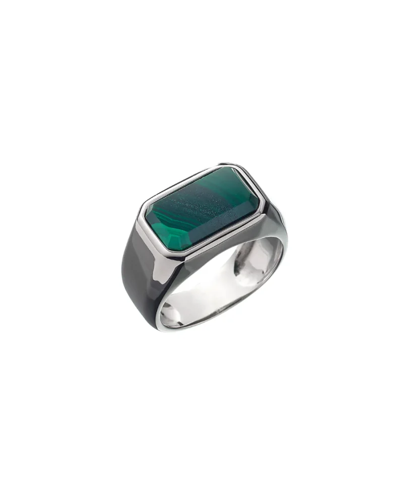 Alternative view of Hope Signet Ring Rectangle Malachite