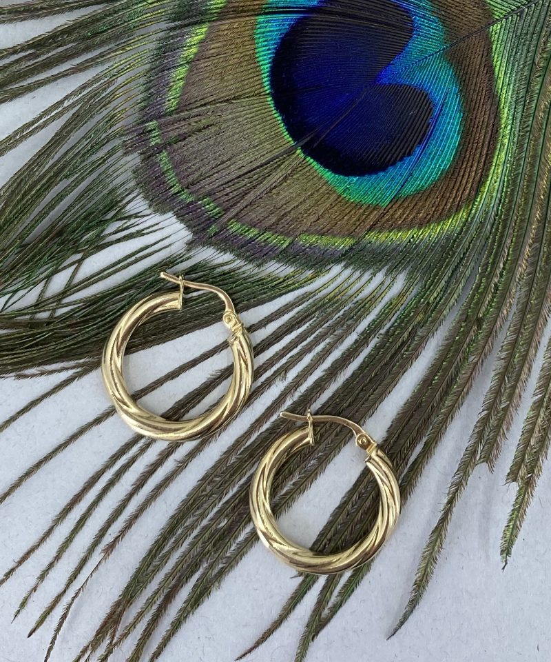 Øreringer gult gull 3x15mm