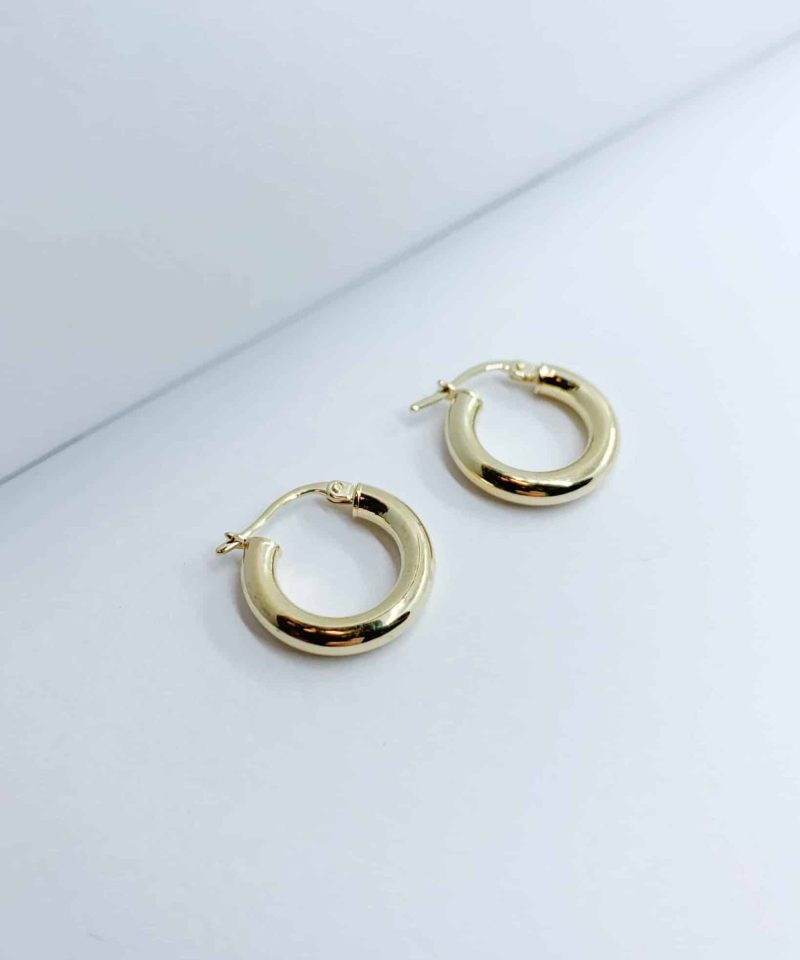 Øreringer gult gull - 3x10mm