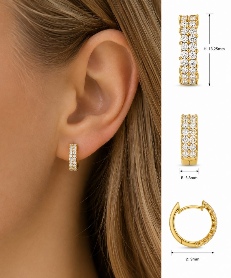 Alternative view of Øreringer i gult gull, Diamanter 0,27 ct