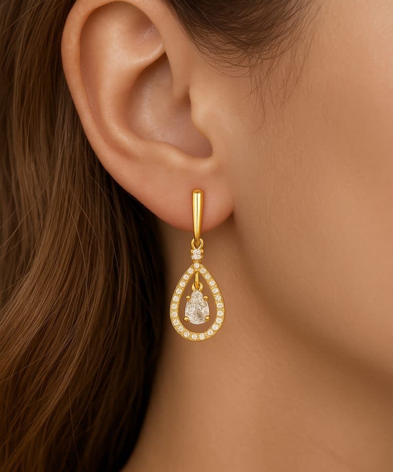 Alternative view of Ørepynt dråpe gult gull 0,42ct w/si