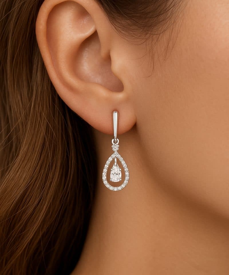 Alternative view of Ørepynt dråpe hvitt gull 0,42ct w/si