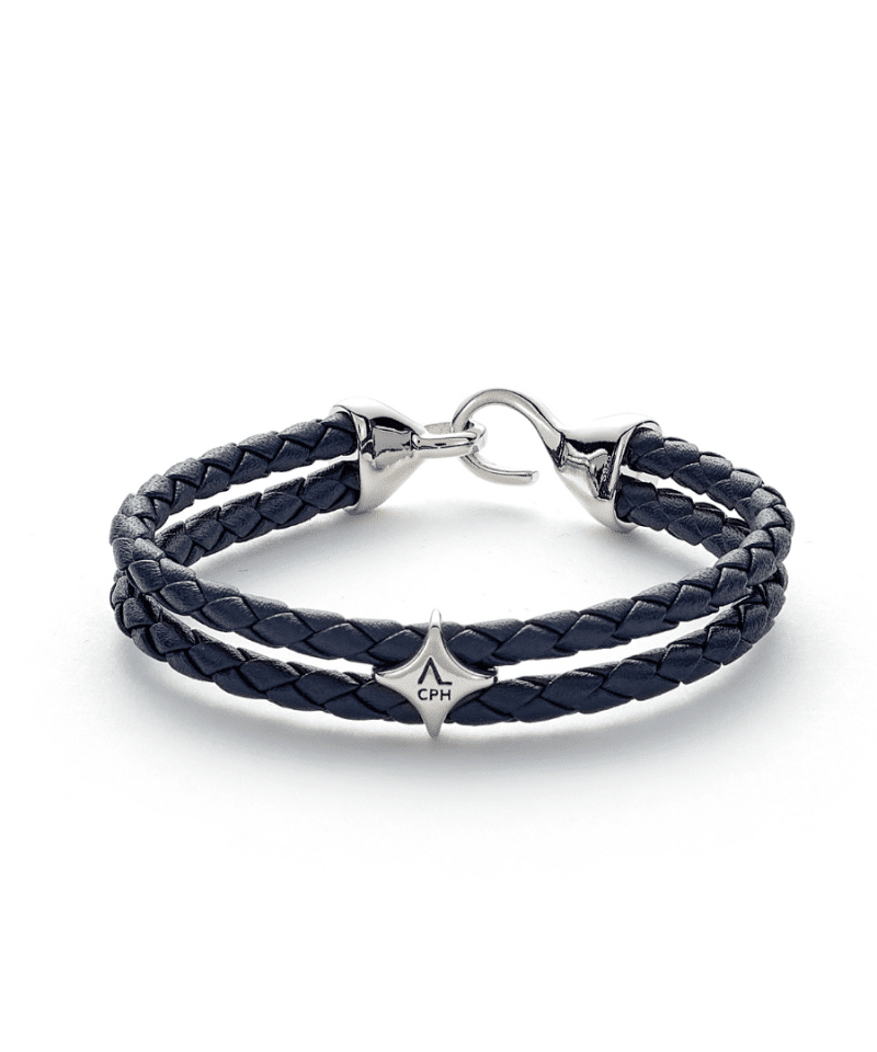 Armbånd - Blue Bolo Leather with Hook Clasp