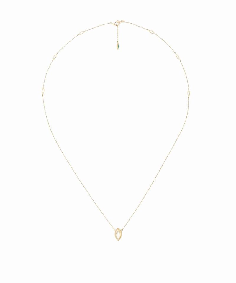 Alternative view of Swinging Pendant Necklace 18K -  Perlemor og Malakit