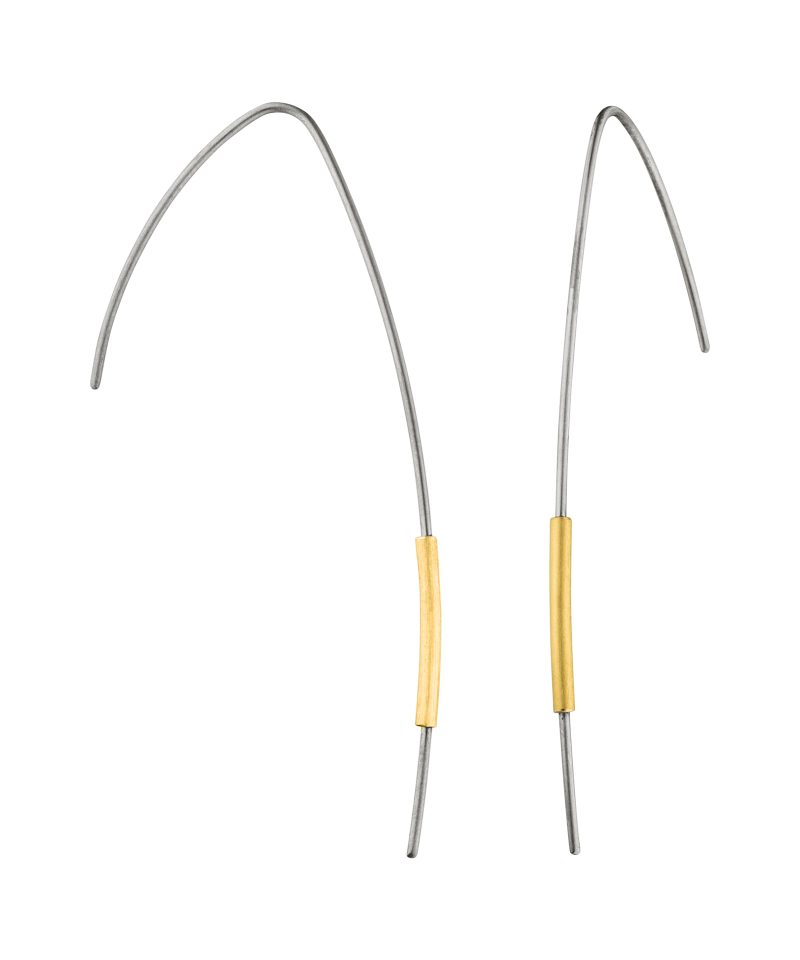 Øreheng i stål og gull