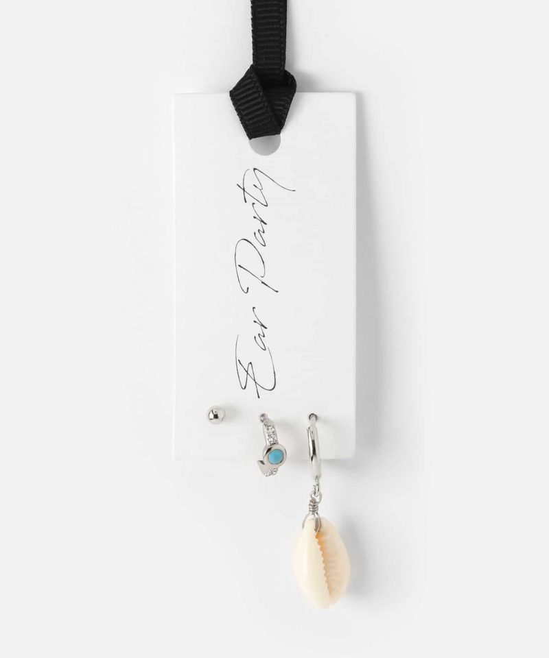 Orelia London - Cowrie Huggie & Turquoise Ear Party
