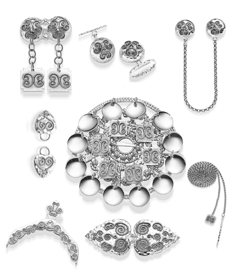 Otteren oksidert uten kjørner - Komplett sett m/veskelås i sølv