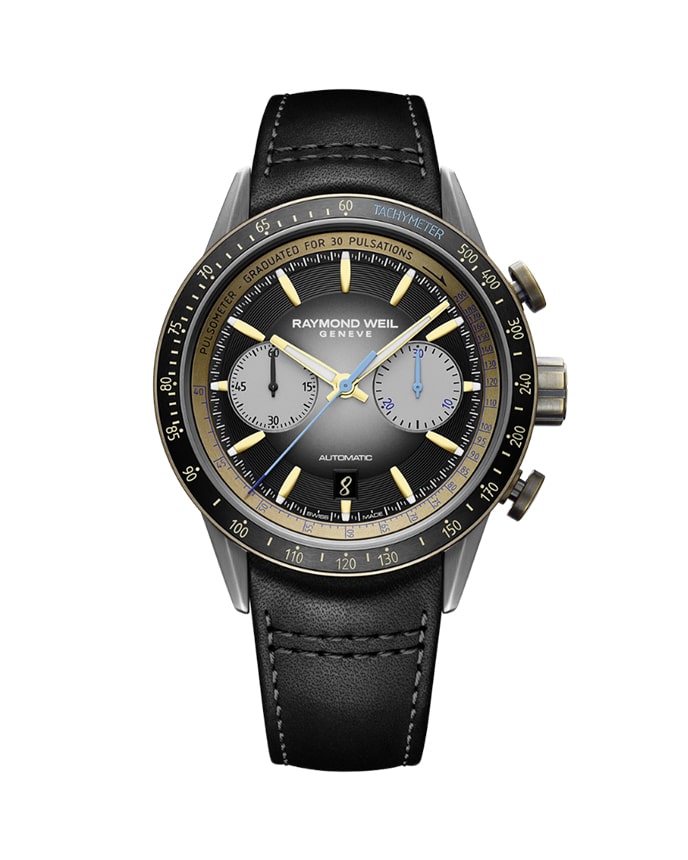 Freelancer Men's Automatic Chronograph Bi-compax Bronze and Titanium Leather Watch 43.5mm - 7780-TB3-20423