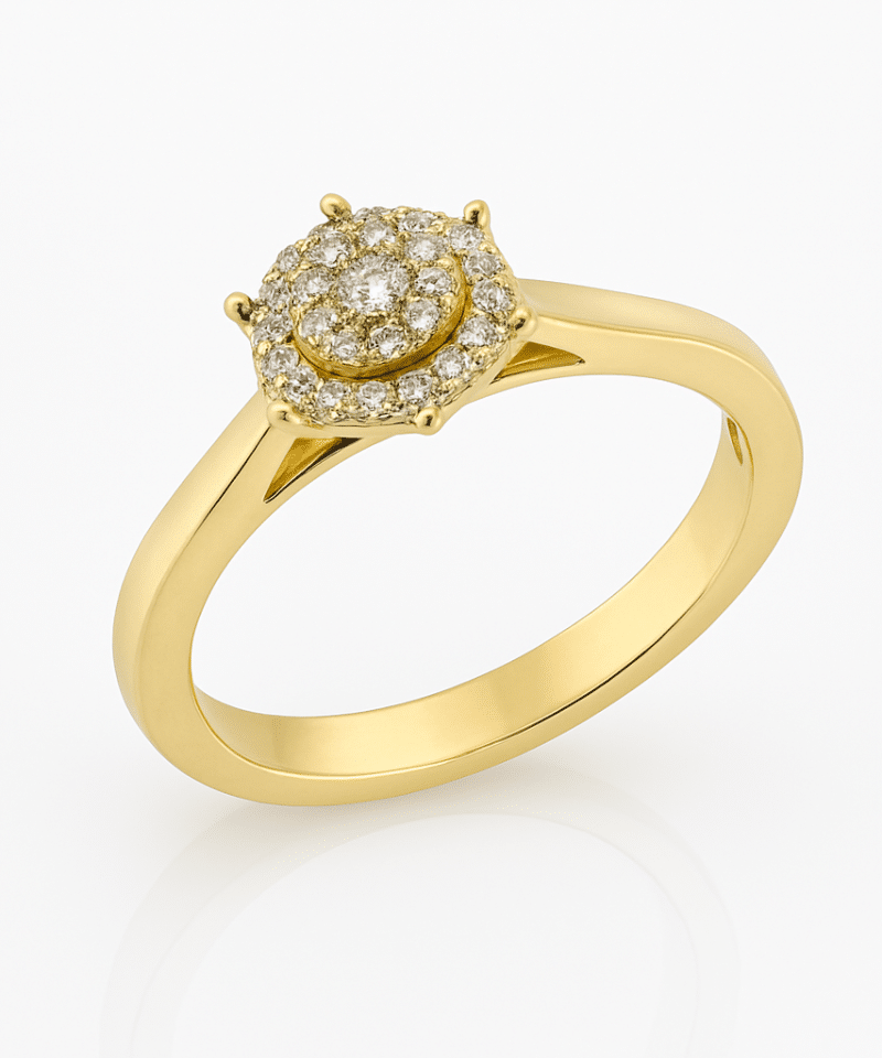 Ring i gult gull med diamanter 0.16ct