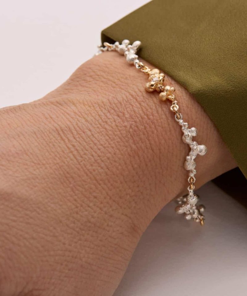 Alternative view of Dugg - Armbånd i sølv med gull ledd og diamant