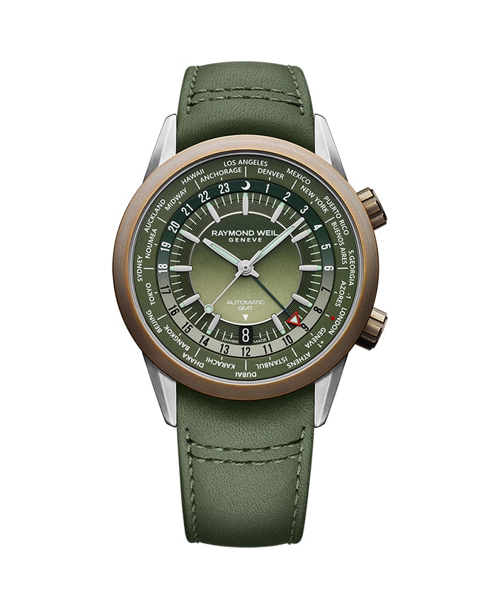 Freelancer GMT Worldtimer Green Leather Watch 41mm - 2765-SBC-52001