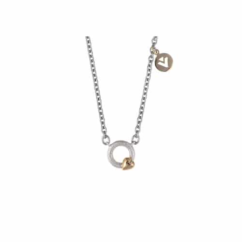 Silver Heart Anheng i sølv og gult gull med stålkjede