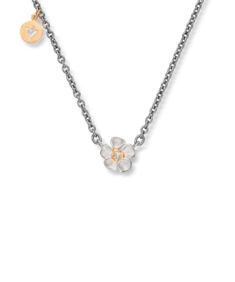 Flôra Anheng sølv med gult gull og diamant, Liten