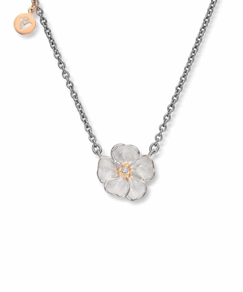 Flôra Anheng sølv med gult gull og diamant, Stor