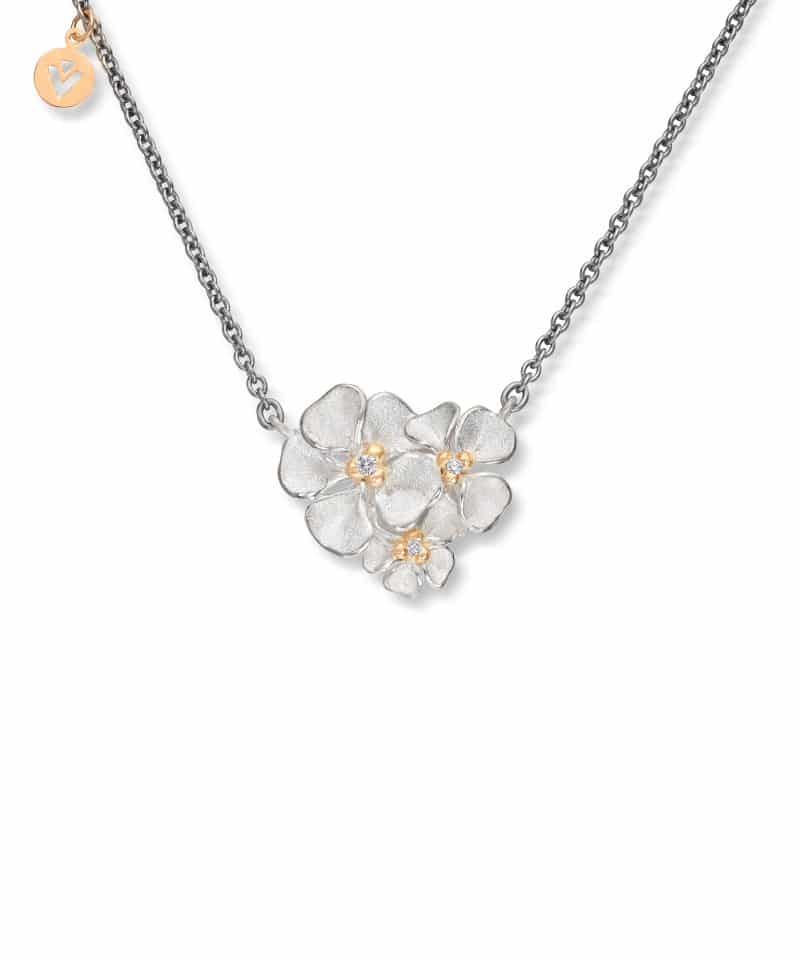 Flôra Anheng sølv med gult gull og diamanter