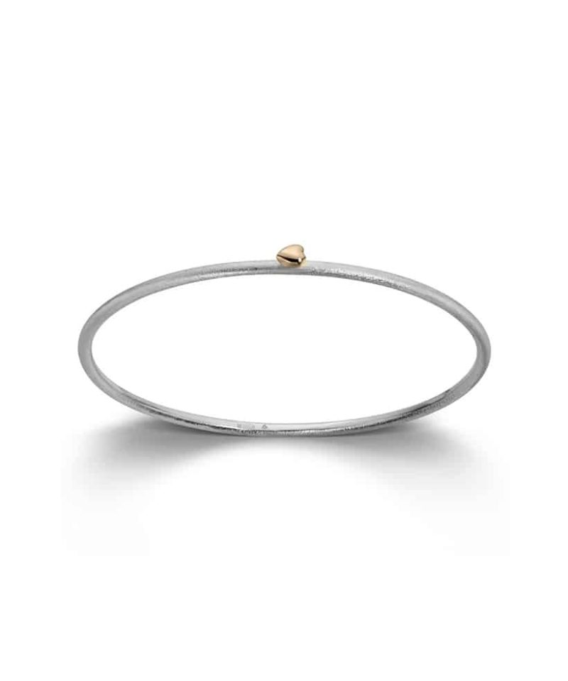 Silver Heart Armring i sølv med gull