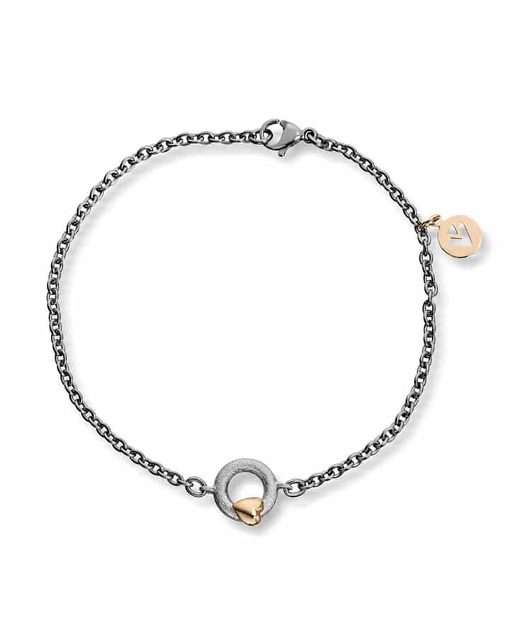 Silver Heart Armbånd i stål med sølv og gull hjerte