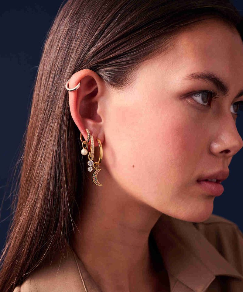 Alternative view of Hoop Charm Perla Uno - 18KGP