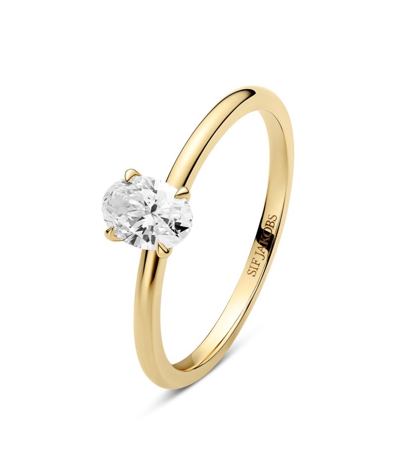 Sif Jakobs Jewellery Ring Grace Ovale Solitaire - 14k yellow gold or white gold 0.30-3.0 ct TW G-H VS lab-grown diamond